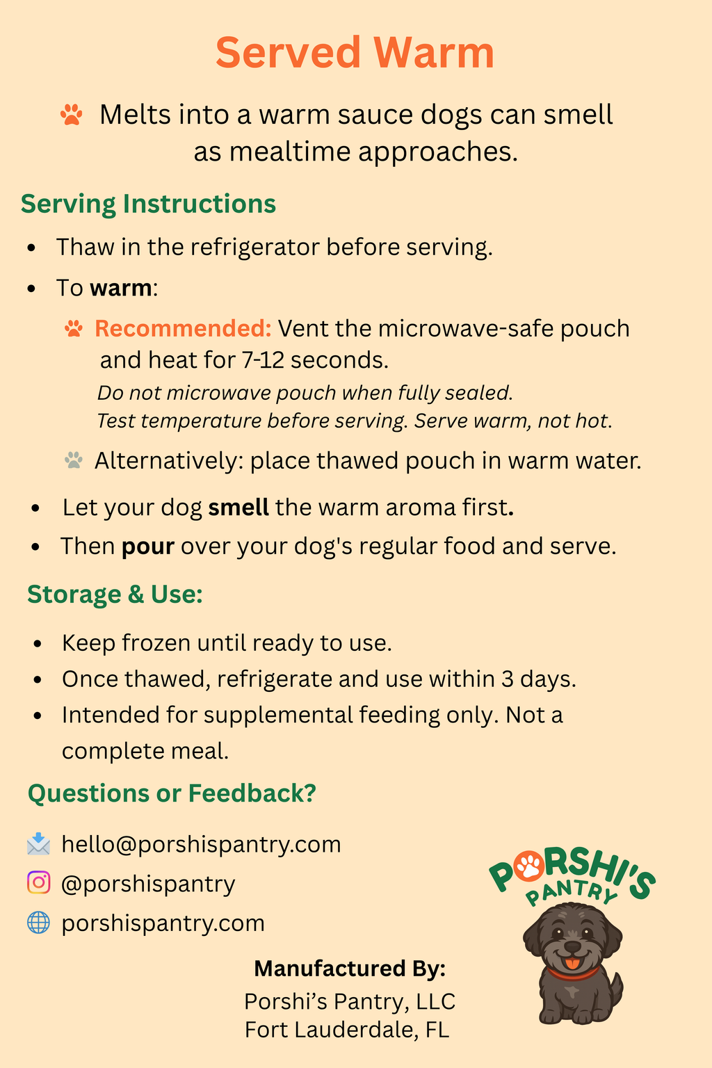 Porshi's Pantry - Warm Meal Topper For Dogs